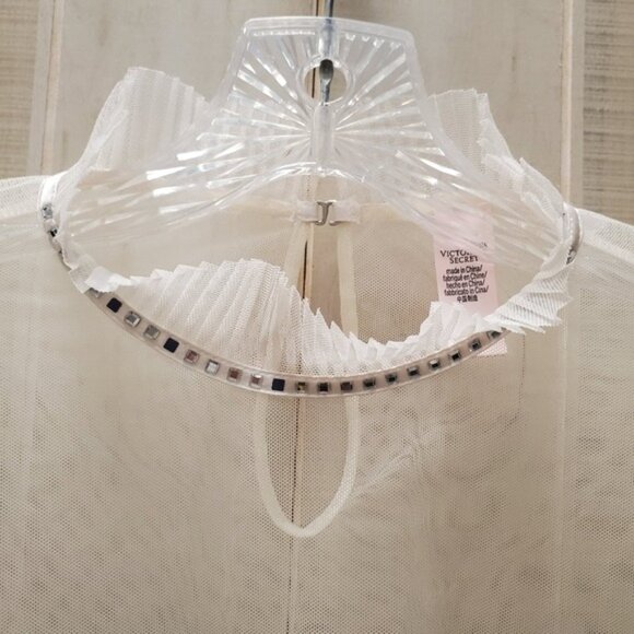 VS Sheer Chiffon Pleated Top Rhinestone Coquette Lingerie - Picture 7 of 13